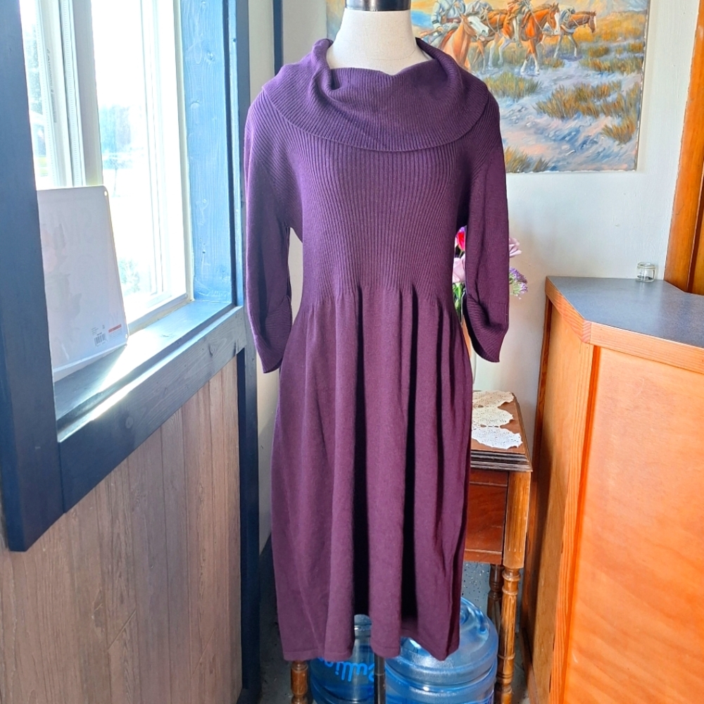 Evan-Picone "Work The Look Plum Wine" Knit Dress, Size XL, RN#54050, NWT
